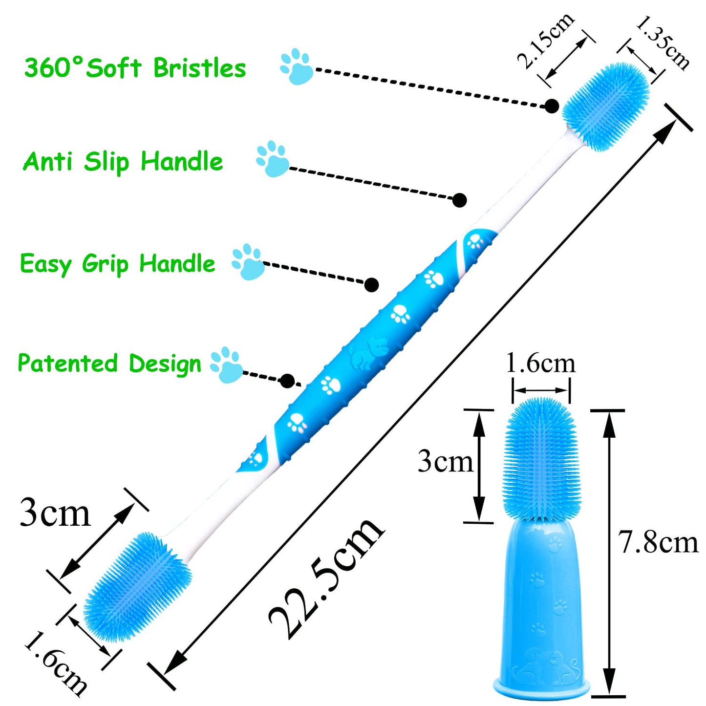 360 ° Dog Toothbrush Pet Toothbrush 360 ° Finger Toothbrush Medium and Large Dogs