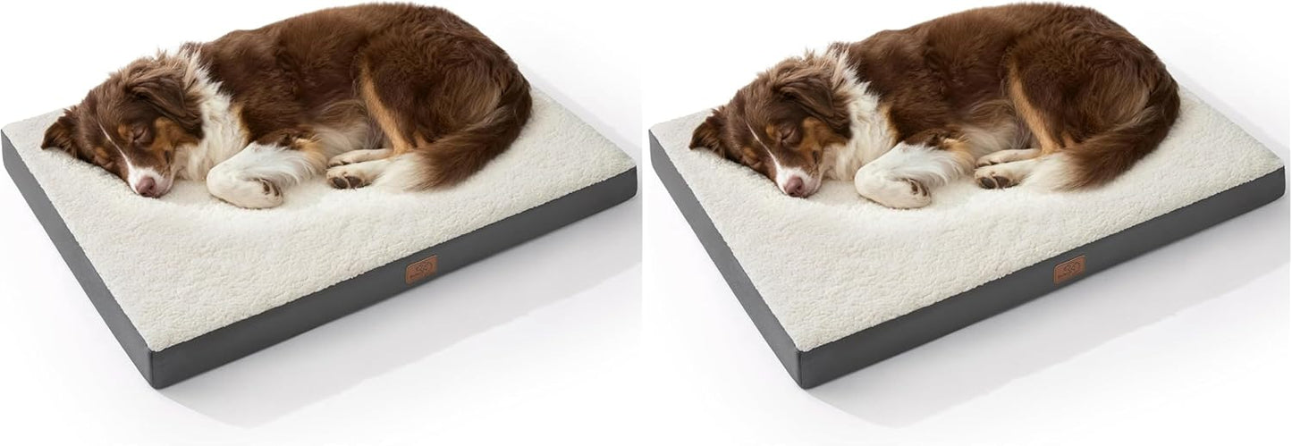 Bedsure Dog Beds Large Sized Dog - Comfy Flat Pet Beds with Removable Washable Cover, Orthopedic Egg Crate Foam Puppy Mat, Suitable for Pet Up to 65 lbs
