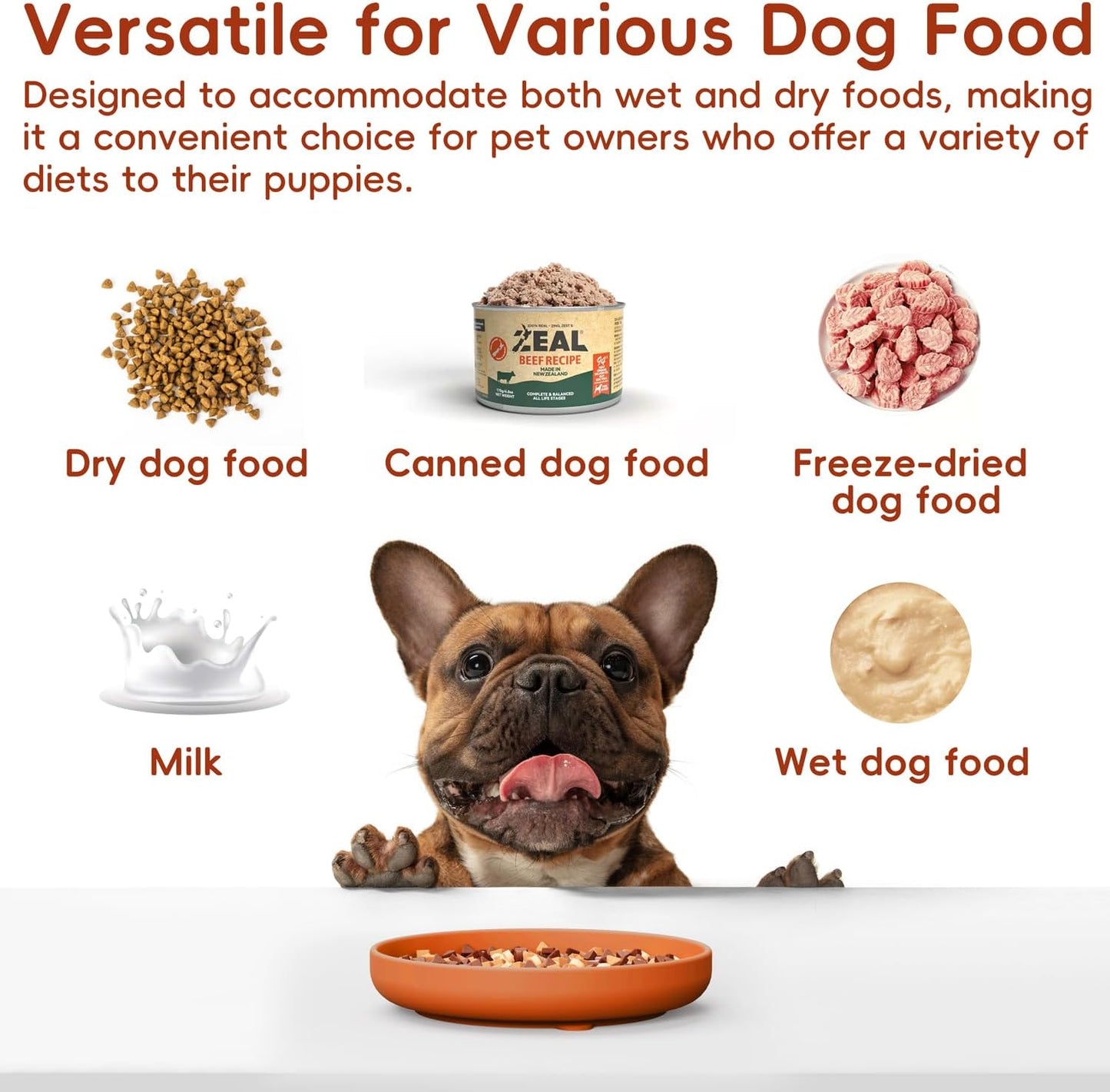 Slow Feeder Dog Bowls, Silicone Slow Feeder for Dogs & Puppies, Dog Puzzle Bowl with Suction Cup for Anxiety Relief, Slow Eating, Dishwasher Fit, for All Breed, Grey