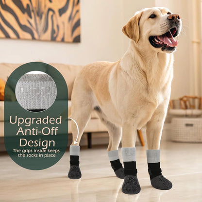 EXPAWLORER Anti Slip Dog Socks to Prevent Licking Paws, Dog Shoes for Hot Pavement Walk, Dog Booties for Hardwood Floors, Dog Boots & Paw Protectors with Grippers for Small Medium Large Senior Dogs M