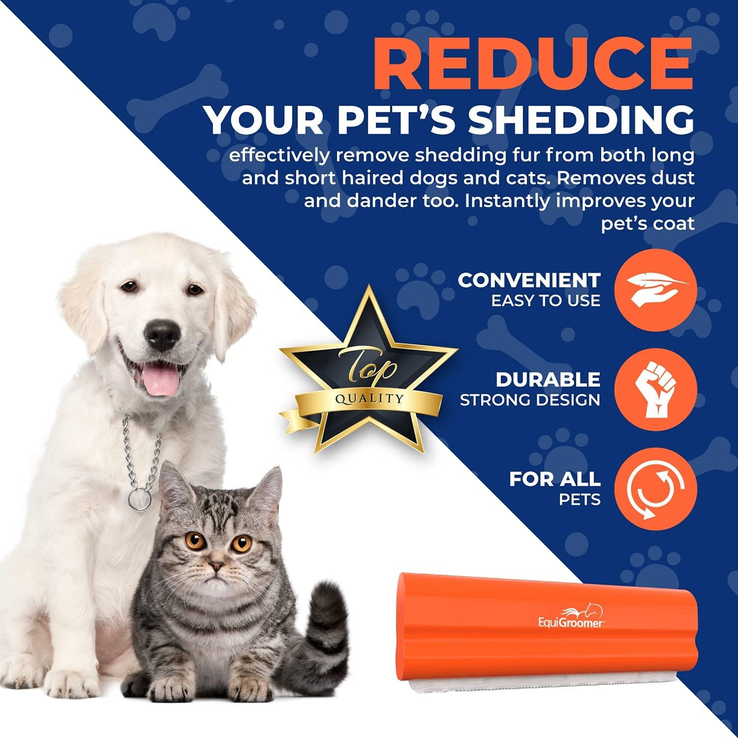 EasyGroomer Deshedding Brush for Dogs & Cats – Undercoat Grooming Tool for Short & Long Hair, Removes Loose Fur & Dirt, Reduces Shedding for Small & Large Pets, Purple