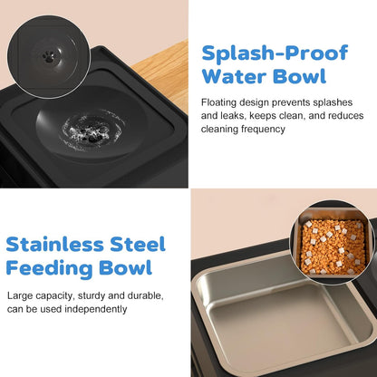 2-in-1 Elevated Slow Feeder Dog Bowls, 4 Height Adjustable Raised Dog Bowls Stand with No Spill Water Bowl, Non-Skid Pet Food Feeding Set for Small, Medium, Large Dogs Cats