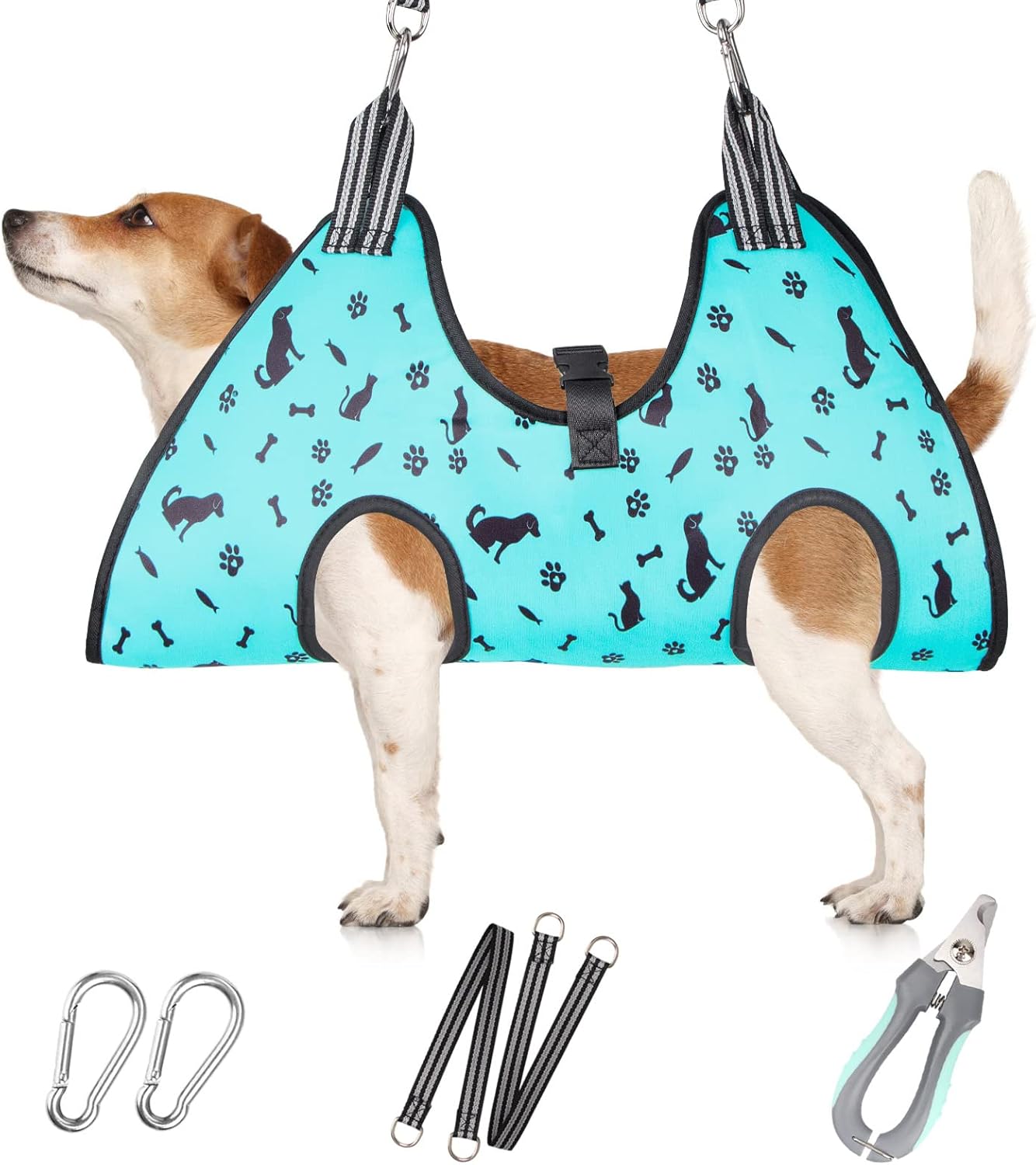ATESON Pet Grooming Hammock with Nail Clippers/Nail Trimmers/Grooming Scissors, Dog Grooming Harness for Nail Trimming, Pet Grooming Sling Helper