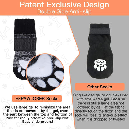 EXPAWLORER 6Pcs Anti-Slip Dog Socks to Prevent Licking Paws,Dog Shoes for Hot Pavement,Dog Booties Traction Control on Hardwood Floor,Boots & Paw Protectors, for Puppy Small Medium Large Senior Dogs
