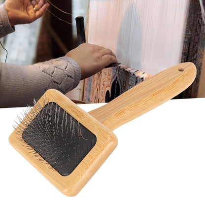 Pet Slicker Brush - Bamboo Dog Floating Hair Removing Wooden Brush with Hole Air Massage Grooming Open Knot Cleaning Slicker Finely Polished for Pet Tapestry (S)
