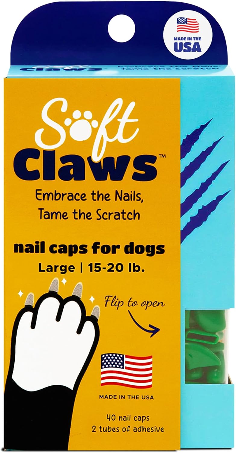 Soft Claws Nail Caps for Dogs with Non-Slip Design Made in USA - 40 Dog Nail Covers for Long-Lasting Protection of Floors and Furniture - Silver, XX-Large