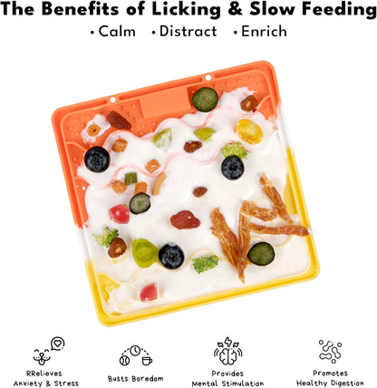 CHEWFFON Birthday Lick Mat for Dogs and Cats, Silicone Licking Pad with Suction Cups for Anxiety Relief, Interactive Slow Feeder for Dog Treats - Bathing & Grooming Distraction Toy, Seafoam Mist