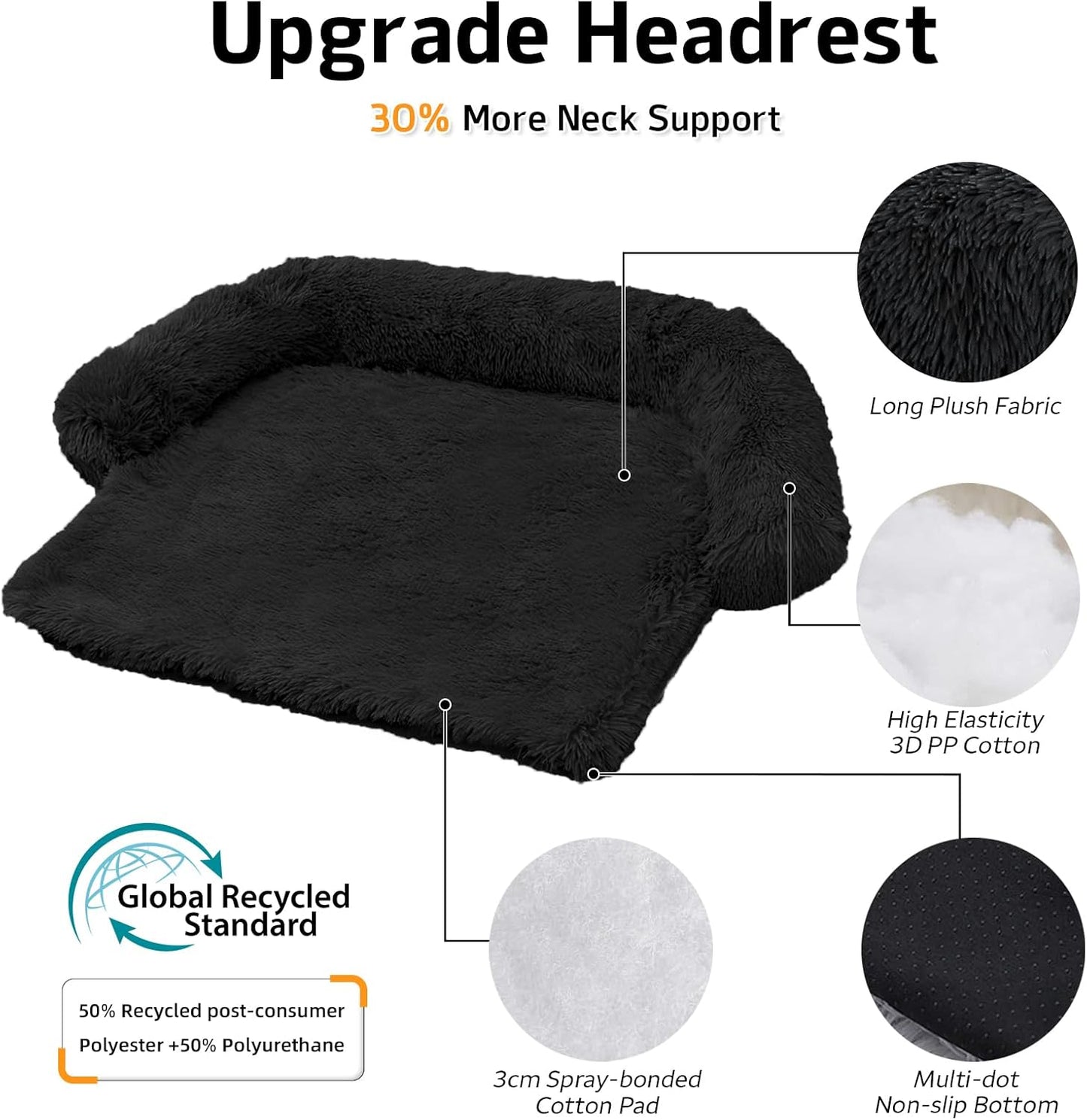 Calming Dog Bed Fluffy Plush Dog Mat for Furniture Protector with Removable Washable Cover for Large Medium Small Dogs and Cats (Large, Light Grey)