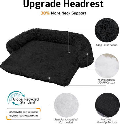 Calming Dog Bed Fluffy Plush Dog Mat for Furniture Protector with Removable Washable Cover for Large Medium Small Dogs and Cats (Large, Light Grey)