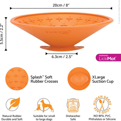 LickiMat Splash, Dog Slow Feeder Bowl Lick Mat, Boredom Anxiety Reducer, Sticks to Smooth Surface; Perfect for Food, Treats, Yogurt, or Peanut Butter. Fun Alternative to Slow Feed Dog Bowl, Turquoise