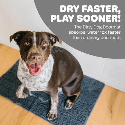 Dog Gone Smart Dirty Dog Doormat - Fast Drying Rug with Super Gripper Backing for Clean Floors - Super Absorbent and Machine Washable Mat for Muddy Paws - Grey