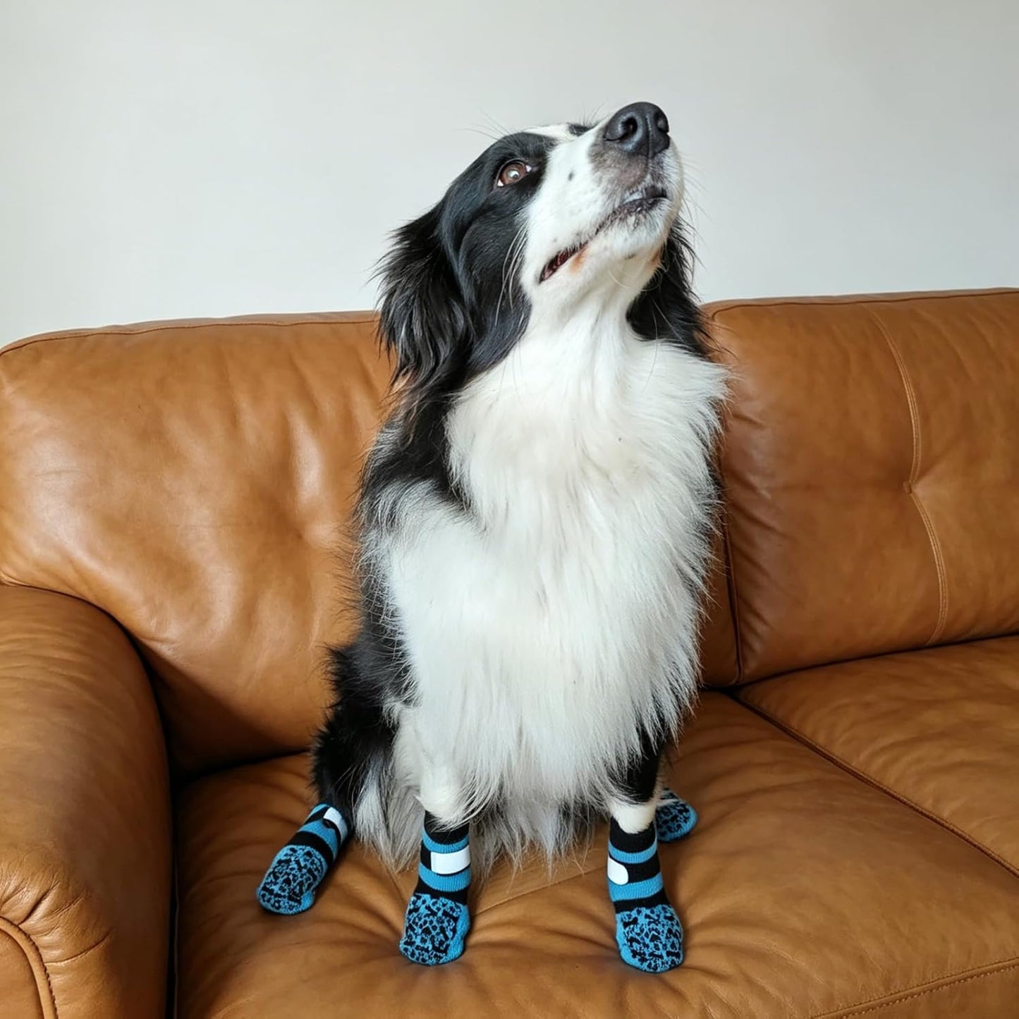 HeavenEye Anti Slip Dog Socks, Dog Paw Protectors Maximum Grip Prevent Licking Paws Slipping, Paw Protector for Hot & Cold Pavement Shoes Boots for Small Medium Large Senior Dogs(White Bone,L)