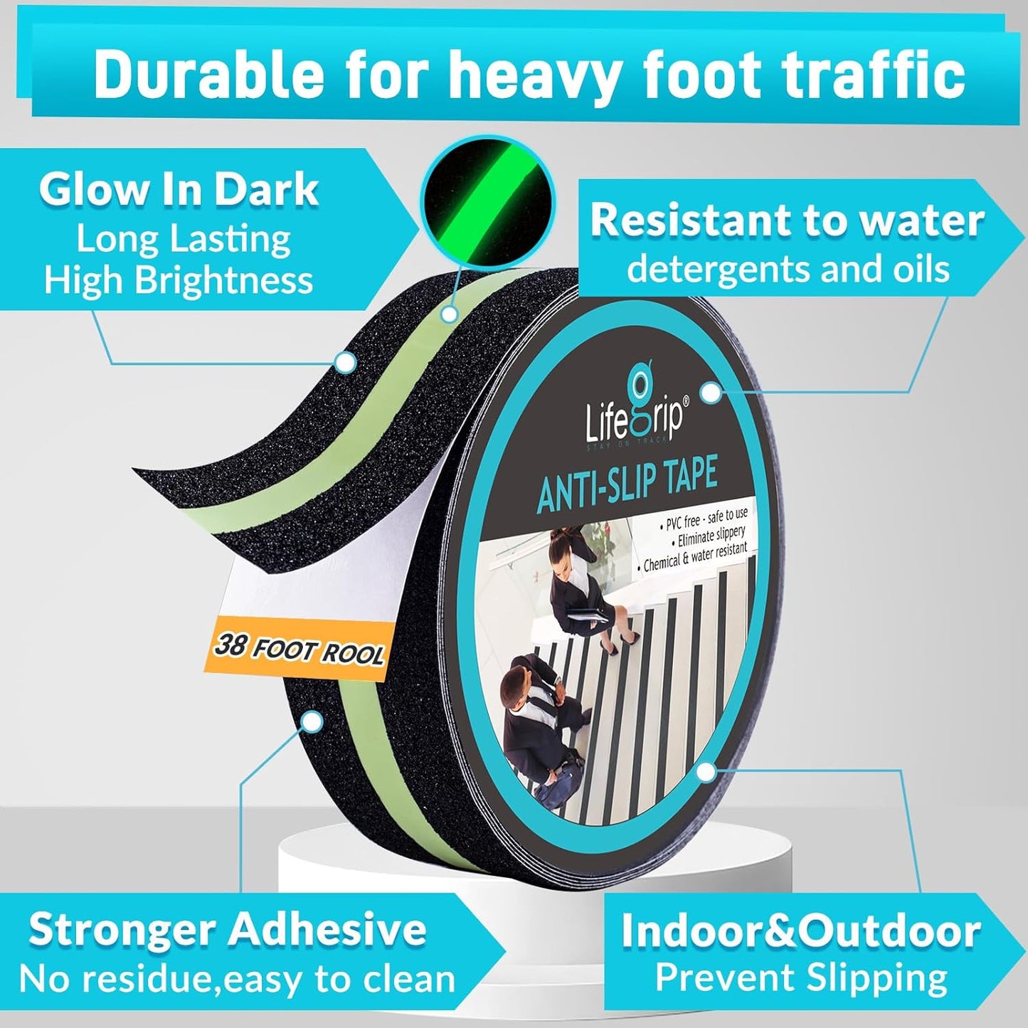LifeGrip Anti Slip Transparent Anti Slip Tape, 4 inch by 30 feet, Non-Slip Traction Grip Tape to Tubs, Boats, Stairs, Clear, Soft, Comfortable for Bare feet (4" X 30')