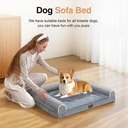Large Dog Bed Orthopedic Washable: Beds Bolster XL Bed Large Big Dogs Memory Foam Couch Sofa Waterproof with Removable Cover