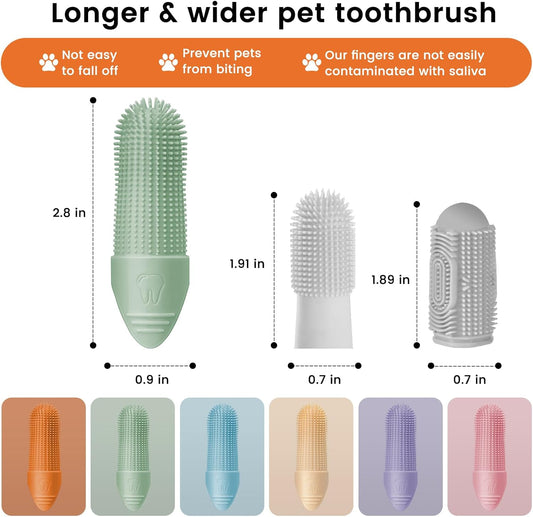 Dog Toothbrush, 6 Pack for Cats and Dogs, 360 Cleaning Finger Toothbrush Small Breed with Individual Package, Soft and Durable