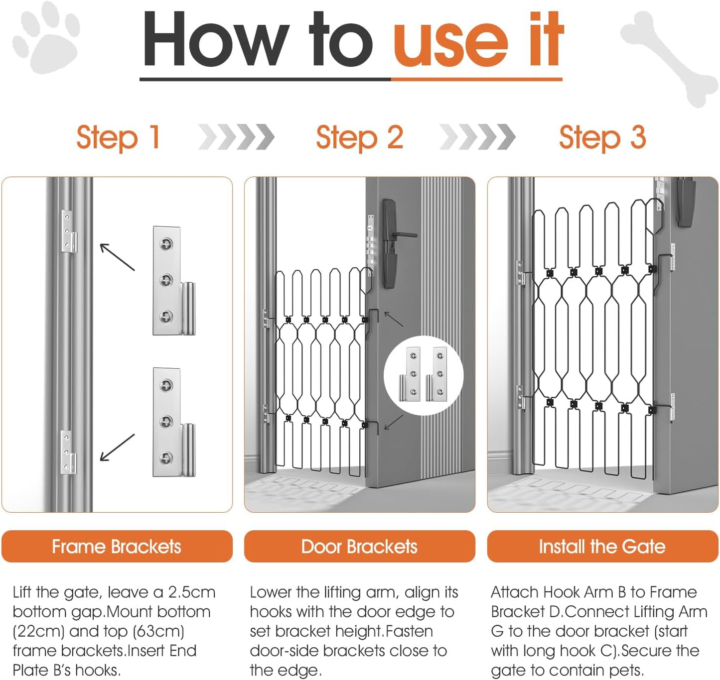 Metal Retractable Dog Gate for Front Door, Adjustable Pet Barrier & Door Blocker, Foldable Gate for Apartments, RVs, Indoor and Outdoor Use, 26” x 30”