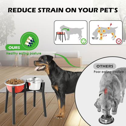Dog Bowl Stand for Medium Large Dogs, Adjustable Width Elevated Dog Bowls 7-10.6", Raised Dog Food Water Bowls, 11 inch Tall Single Holder, Black,Bowl Not Included