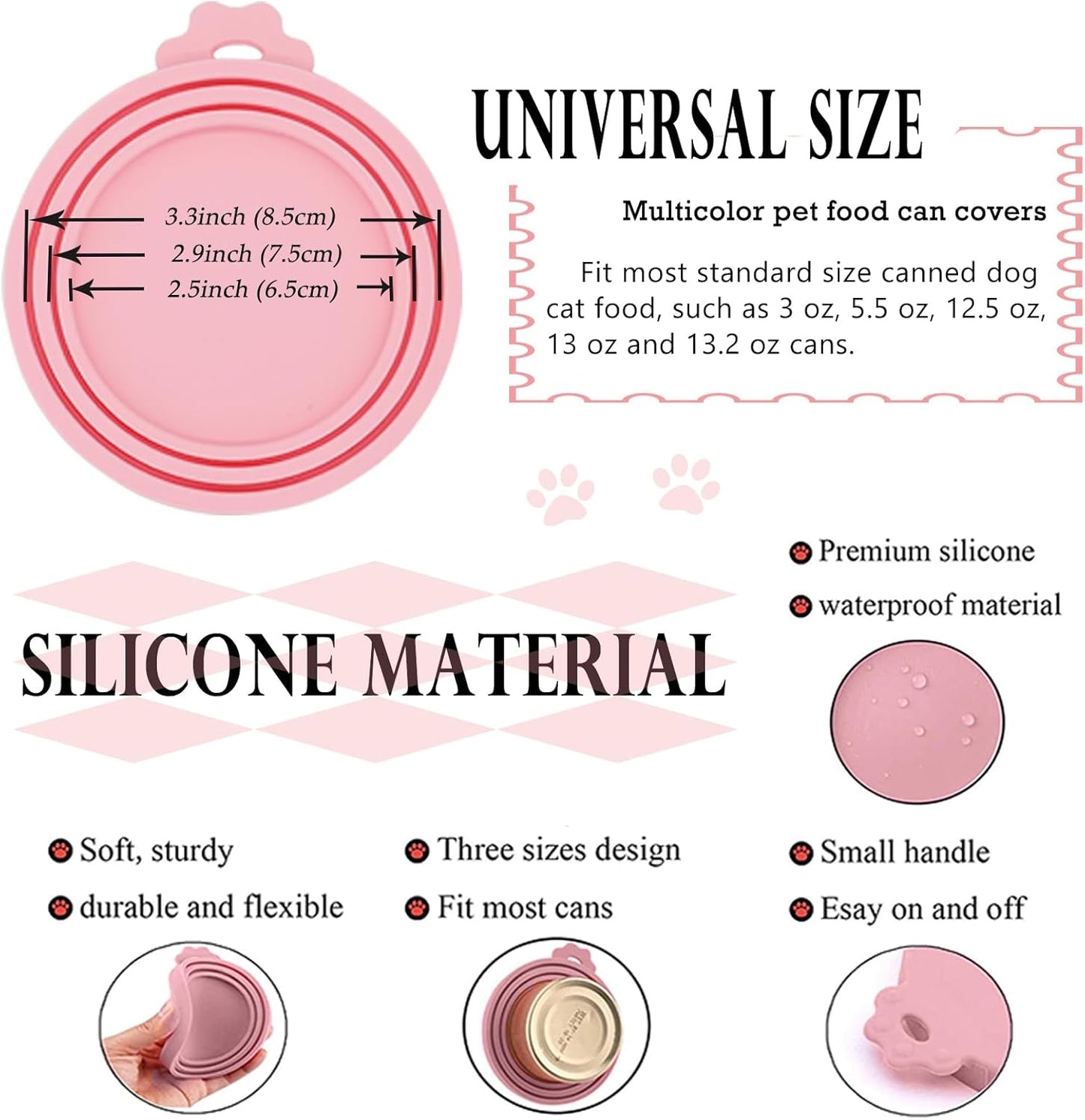 Food Can covers | 6 Pack Silicone Tin Lids for Dog and Cat | Universal BPA Free | One Can Cap Fit Most Standard Size Canned Dog Cat Food