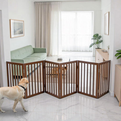 Dog Gate Indoor, Freestanding Dog Fence for The House, Doorways, Hallways,or Stairs,Pet Gate Foldable Wooden,Expandable 24" Height 3 Panels,White