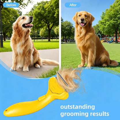 Undercoat Rake for Dogs & Cats, Dematting Deshedding Brush with Release Button, Professional Grooming Comb for Long-Haired Pets, Shedding Tool Removes Matted Fur & Loose Hair