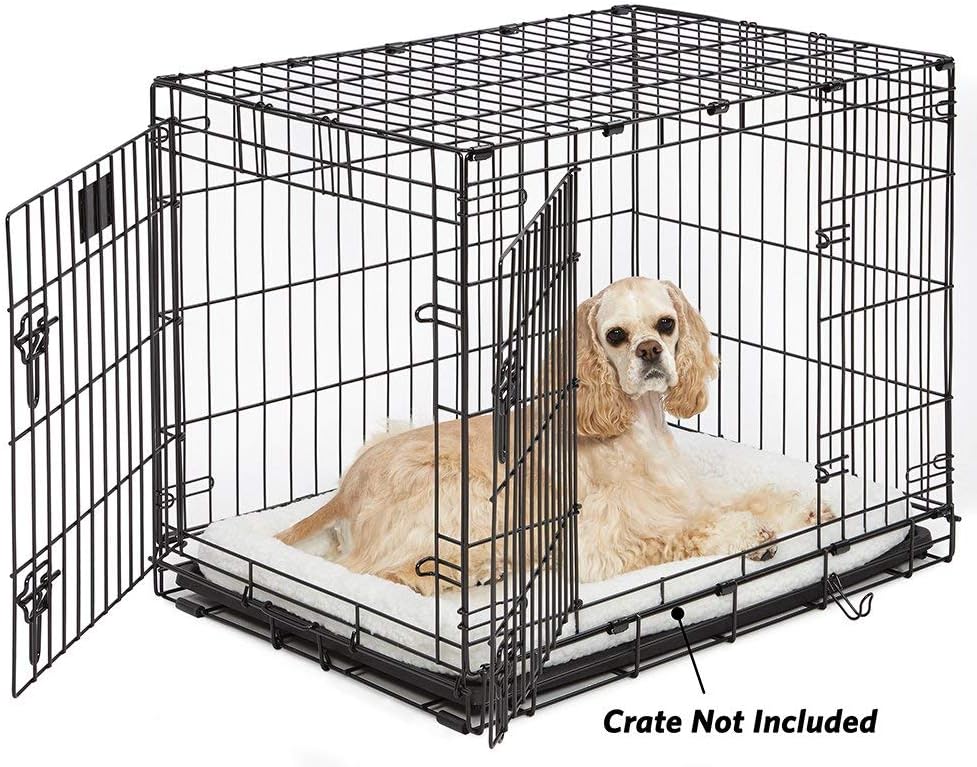 MidWest Homes for Pets QuietTime Dog Bed - White Fleece Bolster, Ultra-Soft and Machine Washable, Fits 24-Inch Crates and Carriers, for Small Breed Dogs