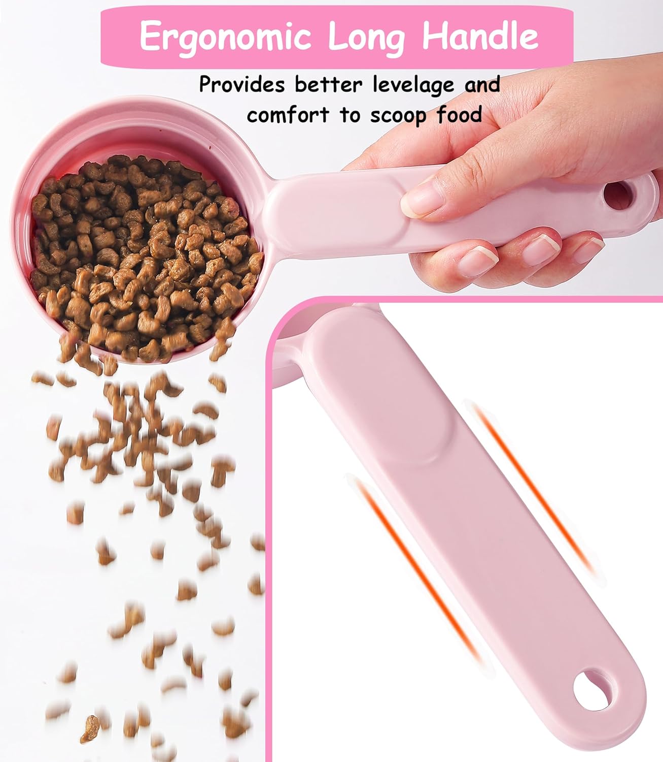 Joyinjojo Dog Food Scoop 1 Cup 1/2 Cup - Melamine Dog Food Measuring Cup, Pet Food Scoop for Dog Cat...Comfortable Long Handle for Easy to Scoop Food