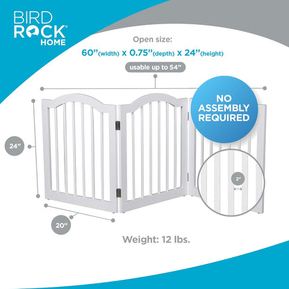 INTERNET'S BEST Arched Top Dog Gate | 4 Panel, 24" H Wooden Pet Barrier for Dogs or Cats | Freestanding Folding Room Divider for Doorways, Hallways, Stairs, and Porch | Portable, Extra Wide | Espresso