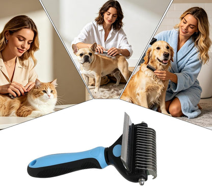 Pet Undercoat Rake, Non-Slip Handle, 17.3x10x4.3cm, Pet Grooming Tool, Dog Dematting Comb, Safety Tips Design, for Thick Coat, Puppy and Kitten Grooming