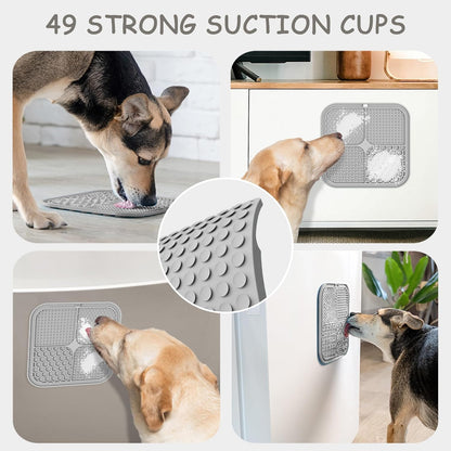 ChefAide 2 Pack Lick Mat for Dogs,Cats,Upgraded 8.5×8.5 inches Licking Mats with Suction Cups,Slow Feeder Licking Pad for Anxiety Relief and Boredom Reducer,Suitable for Dog Training Set 3