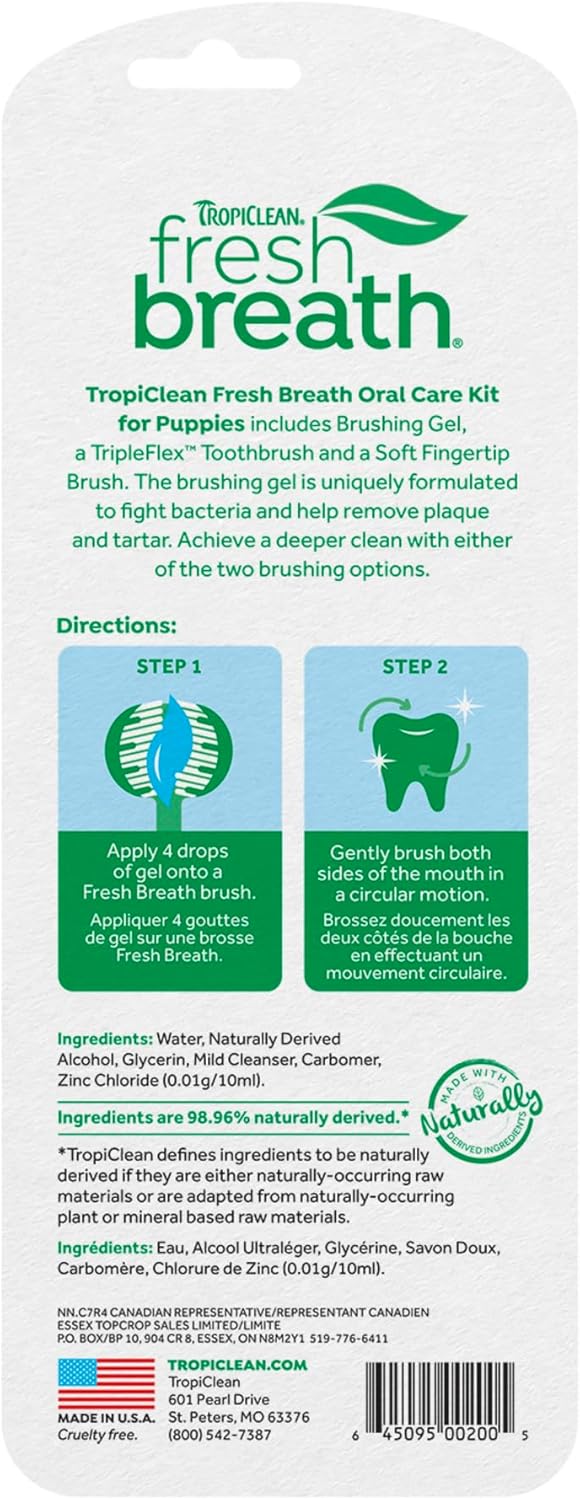 TropiClean Fresh Breath Dog Toothpaste for Teeth Cleaning, Breath Freshener, Easy to Use Plaque & Tartar Remover Gel, No Toothbrush Needed, 2oz.