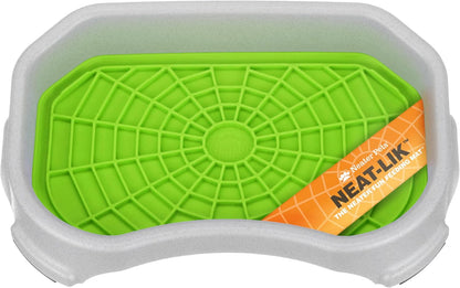 Neater Pets Neat-LIK Dog Lick Mat w/Mess-Proof Tray, Lick Mat for Dogs, Cats, Puppy, Reduces Anxiety & Boredom, Peanut Butter Slow Feeder, Interactive Treat Licking Pad (Green/Vanilla Bean)