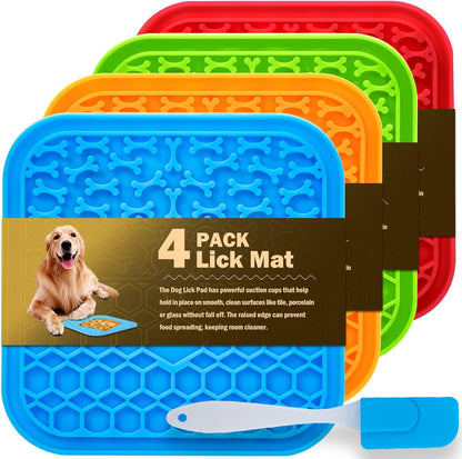Lick Mat for Dogs - Slow Feeder Licking Mat with Suction Cups for Peanut Butter, Food Treats & Yogurt - 2 Pack