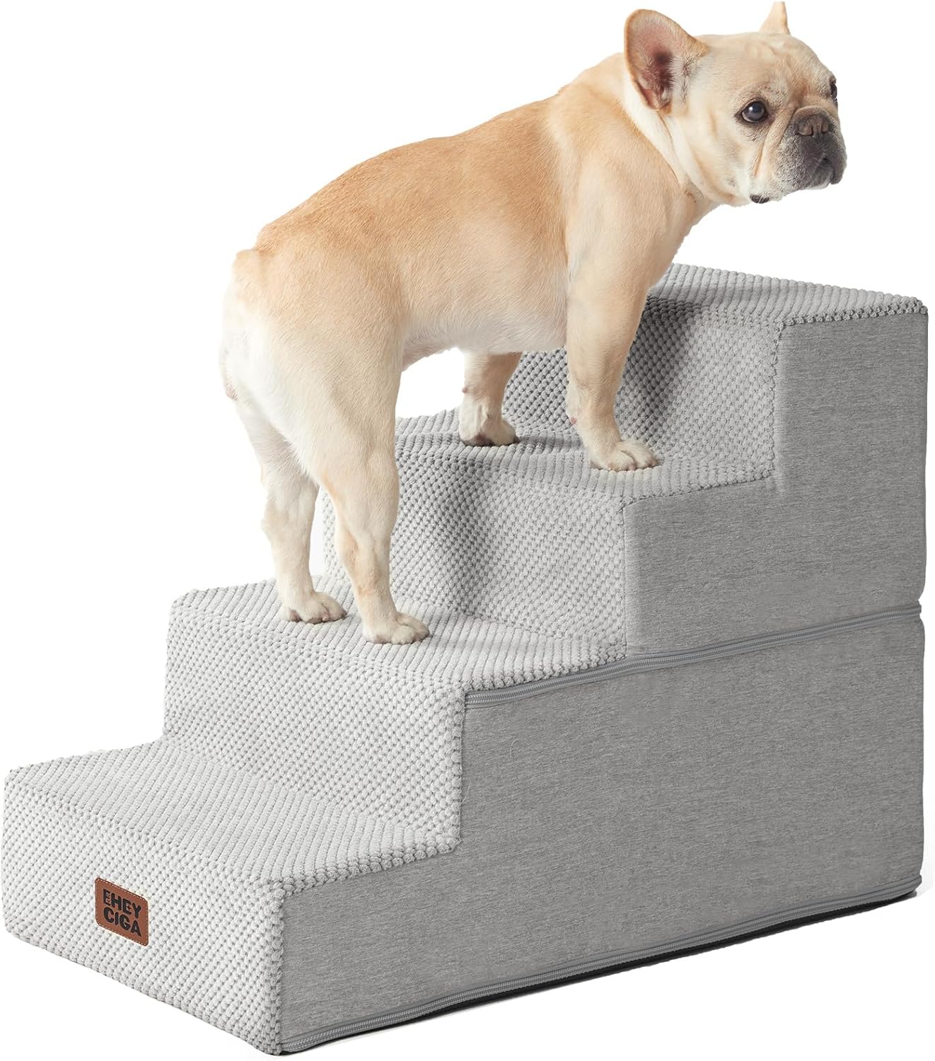 EHEYCIGA Dog Stairs for High Bed 22.5" H, 5-Step Dog Steps for Bed, Pet Steps for Small Dogs and Cats, Non-Slip Balanced Pet Ramp Indoor, Grey