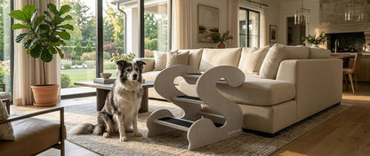 Wooden Dog Stairs Steps for Bed,3Steps,Small or Senior Dogs for Pet LUNDERLAND Design,16¾"Wx23¼Dx19⅜H RedWalnutWood GrainPattern