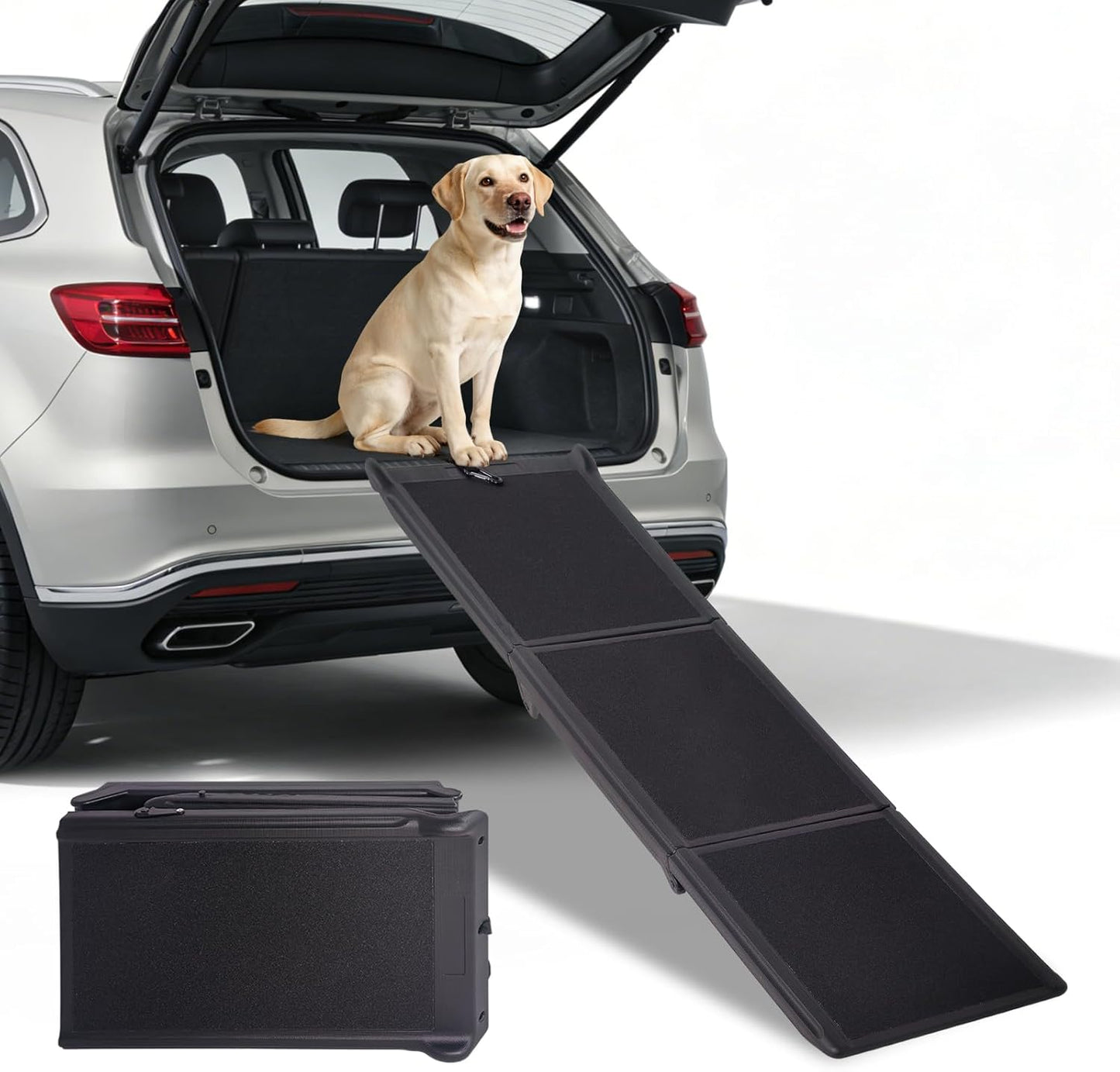 Foldable Dog Ramp for Car, 71" L & 17" W Folding Dog Ramps with Non-Slip Surface, Pet Ramp for SUV & Truck, Portable Dog Step Ramp for Large Dogs, 250 LBS Weight Capacity
