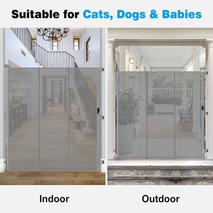 Reinforced 65" Extra Tall Pet Gate for Doorway, Jump-Resistant & Prevent Crawling Underneath Retractable Baby Gates Extra Tall, 0-55" W Retractable Dog Gate for Pet, Dogs, Cats, Puppies, Babies, Black