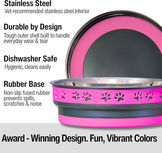 Loving Pets Corsa Dog Bowls- Stainless Steel Dog & Cat Bowls - Spill Proof Dog Food Bowl, Cat Bowl, Puppy Essentials & Pet Supplies Great for Home & Travel (Small 10-20 lbs, Rapid Blue)