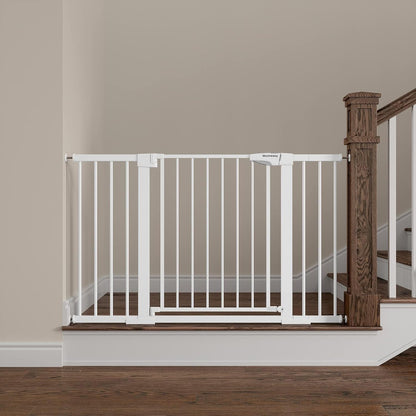 Mumeasy Baby Gate Extra Wide, 29.7-51'' Pressure Mounted Dog Gate with Walk Thru Door, Auto Close Pet Gate for House, Stairs, Doorways,Black