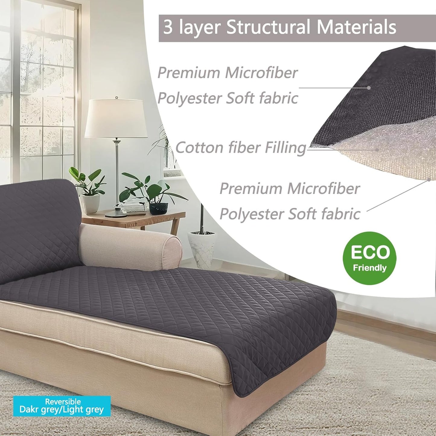 U-NICE HOME Reversible Sofa Cover Washable Couch Cover for Dogs Friendly with Elastic Straps Water Repellent Furniture Protector for 3 Cushion Couch (Sofa, Coffee/Beige) - Colors B
