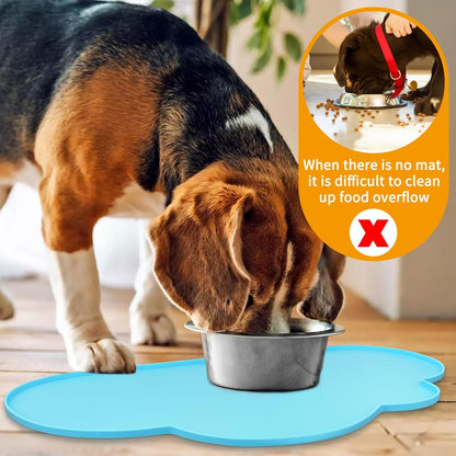 Ptlom Silicone Pet Placemat for Dogs and Cats, Non-Slip Waterproof Dog Feeding Bowl Mats for Food and Water, Small Medium Large Pet Puppy Tray Mat Prevent Residues from Spilling onto The Floor, Beige
