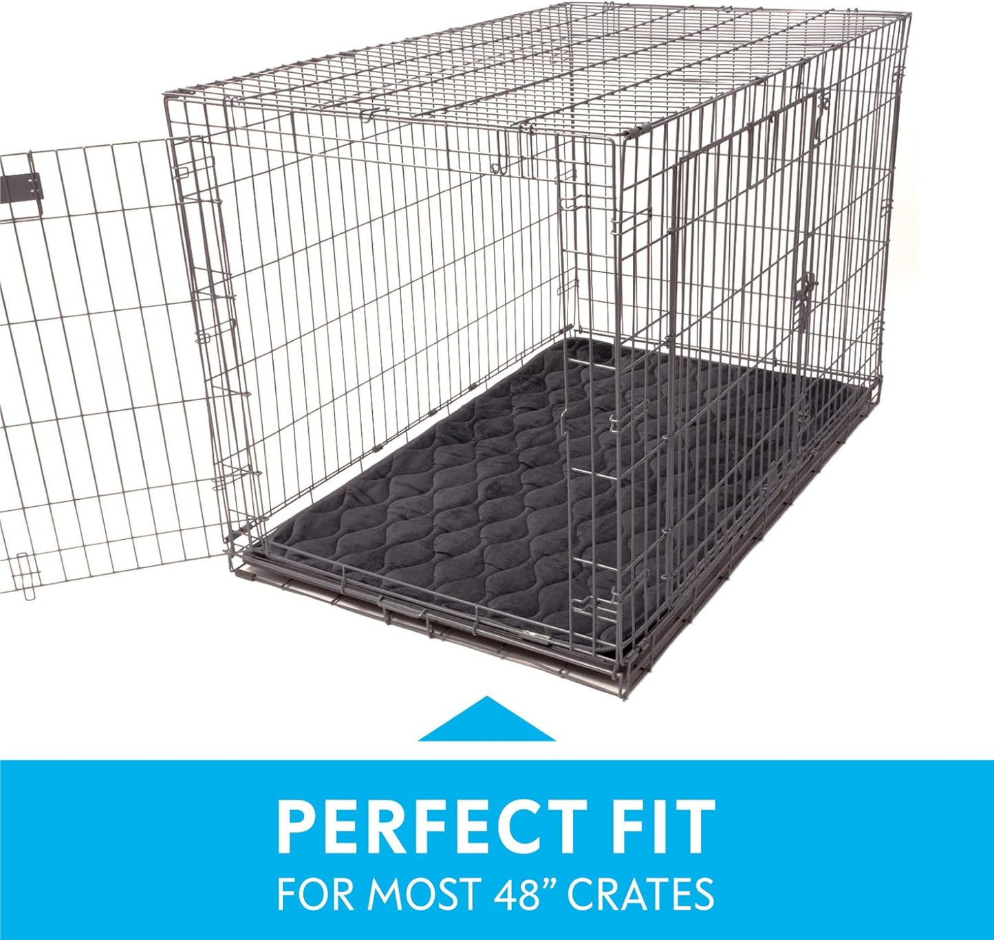 Paw Inspired Washable Padded Crate Mats for Dogs | 29” x 18” Pad, Fits 30-inch Kennels | Leakproof, Waterproof Bottom, Plush Pet Beds (Gray)