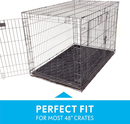 Paw Inspired Washable Padded Crate Mats for Dogs | 29” x 18” Pad, Fits 30-inch Kennels | Leakproof, Waterproof Bottom, Plush Pet Beds (Gray)