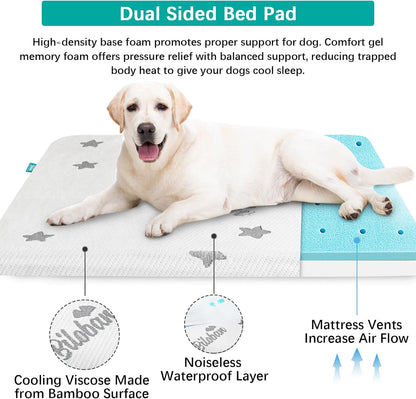 Waterproof Dog Bed for Large/Medium Dog, Memory Foam Orthopedic Dogs Beds & Furniture 38” x 26" x 1.5" for Large Sized Dogs with Anti-Slip & Washable Removable Cover, Soft Flannel Top Pet Beds, Grey