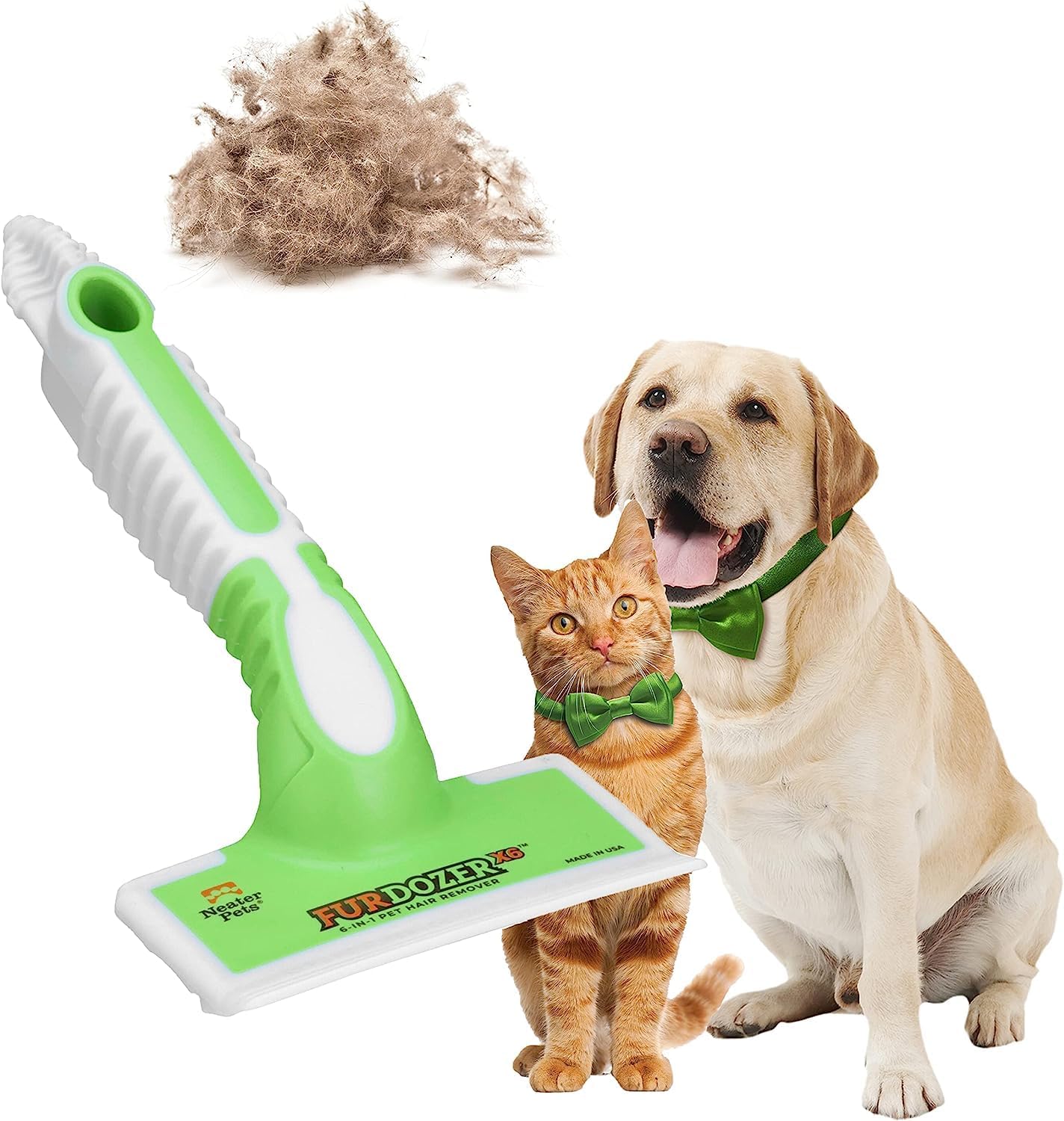 FurDozer Pet Hair Remover & Auto Detailing Tools - Cat & Dog Hair Remover for Carpets, Car Interiors, Couches, Bedding, & Pet Furniture (Gray, X3 PRO - 5" Long)
