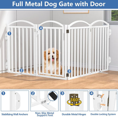 Malier Metal Freestanding Dog Gate, 32'' Height Outdoor Indoor Dog Fences, Extra Wide Foldable Puppy Gate for Stairs (Black, 【2 Panels】 40''W × 32''H)