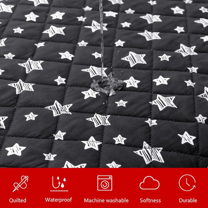 Waterproof Dog Bed Covers Replacement Washable Pet Hair Easy to Remove, Noiseless Quilted Puppy Pet Bed Cover Lovely Grey Star Print 29x41 Inches, for Dog/Cat, Cover Only