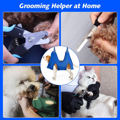 ATESON Pet Grooming Hammock with Nail Clippers/Nail Trimmers/Grooming Scissors, Dog Grooming Harness for Nail Trimming, Pet Grooming Sling Helper