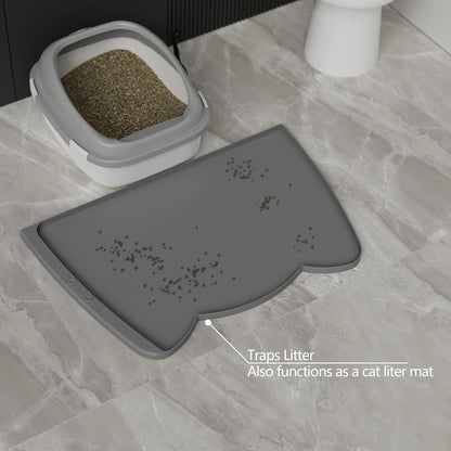 OHMO - Cat Food Mat, Silicone Pet Feeding Mat for Floor Non-Skid Waterproof Dog Water Bowl Tray, Easy to Clean Pet Placemat (Erythrinus, 18 * 9.8'')