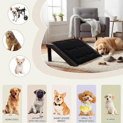 Dog Ramp for Stairs – Non-Slip Pet Ramp for Small, Short-Legged & Senior Dogs – Sponge Padding Surface + 200-lb Heavy-Duty Metal Frame – Small Dogs Climb Safely – Indoor/Outdoor Steps (Bone-（2-Pack)