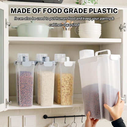 Dog Cat Food Storage Container, Pet Food Container Airtight with Large Spout & Cup, BPA-Free Plastic Food Dispenser for Pet Food, Bird Seed, Rice, Flour - Pink 2.5-5lb (1 pack)